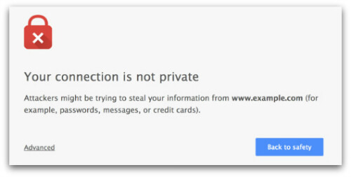 Google Chrome back to safety message